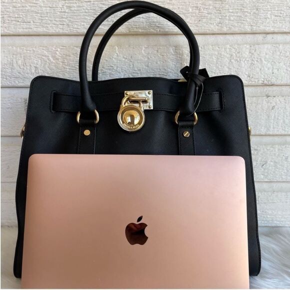 MICHAEL KORS Black XL Hamilton Laptop Shoulder Bag Jet Set Raven Mercer Voyager - Picture 6 of 12